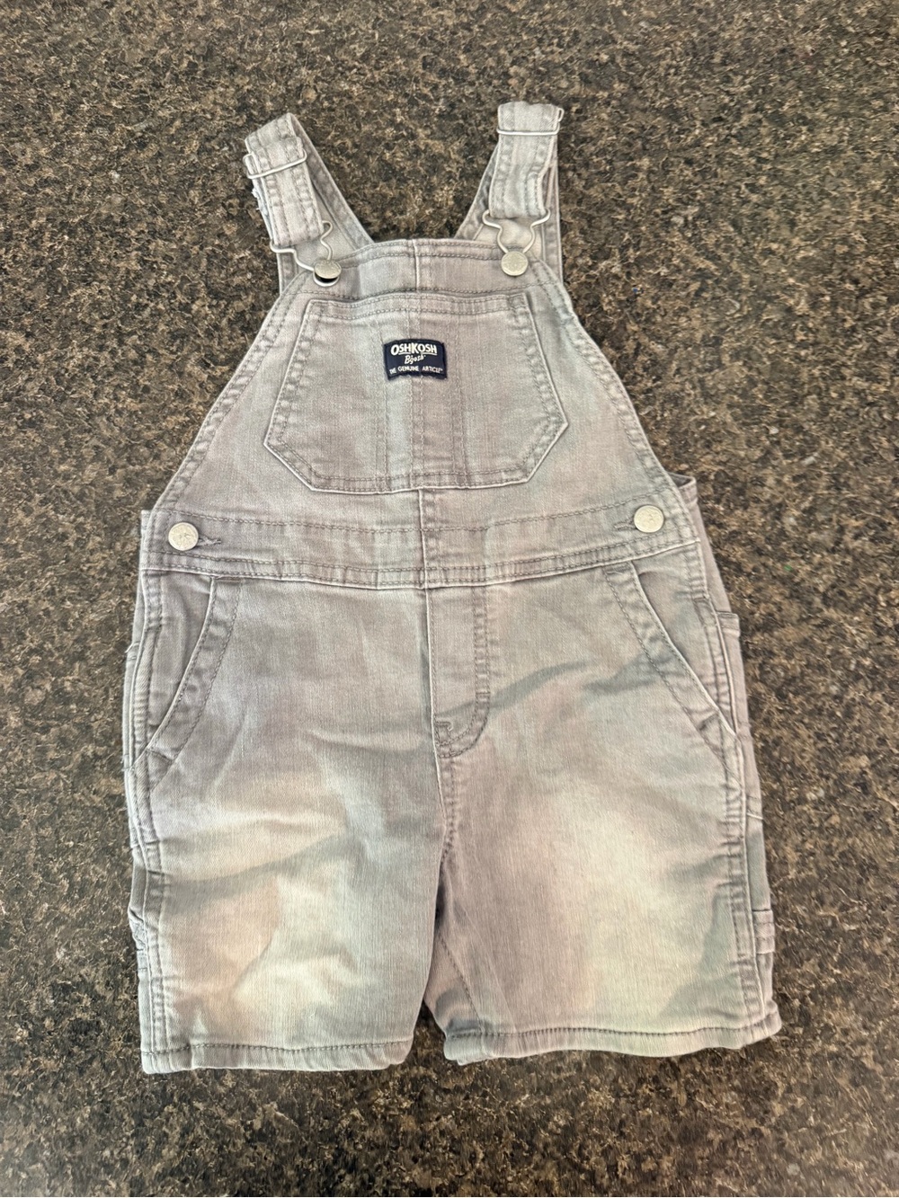 OshKosh B'gosh Light Gray Denim Short Overalls